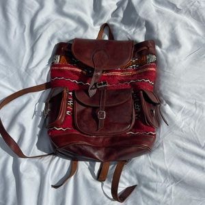 Leather backpack made in Morocco